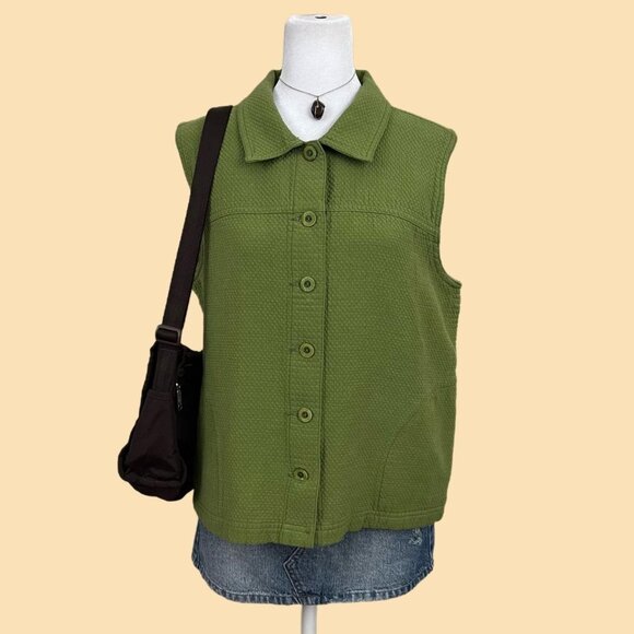 green y2k textured vest cottagecore whimsygoth grunge - Picture 1 of 7
